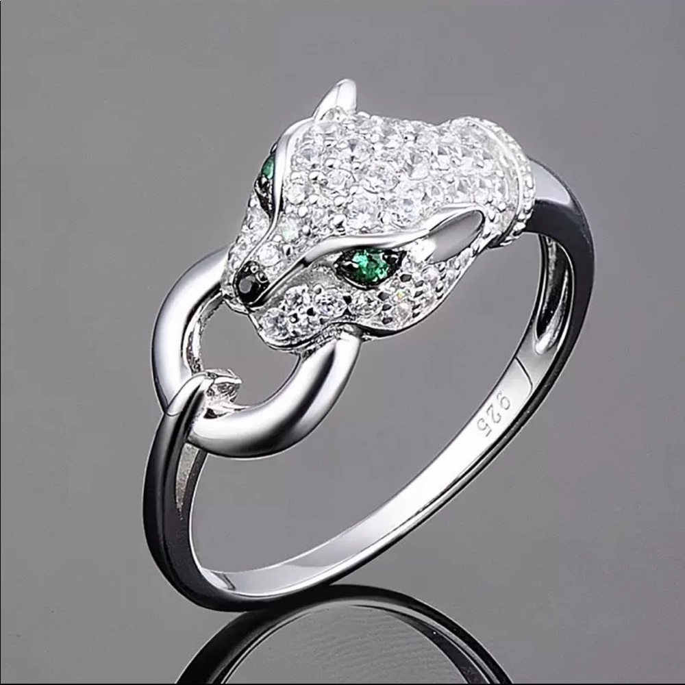 New Unisex 925 Silver Leopard ๐ Diamond Ring ๐ - Picture 2 of 5